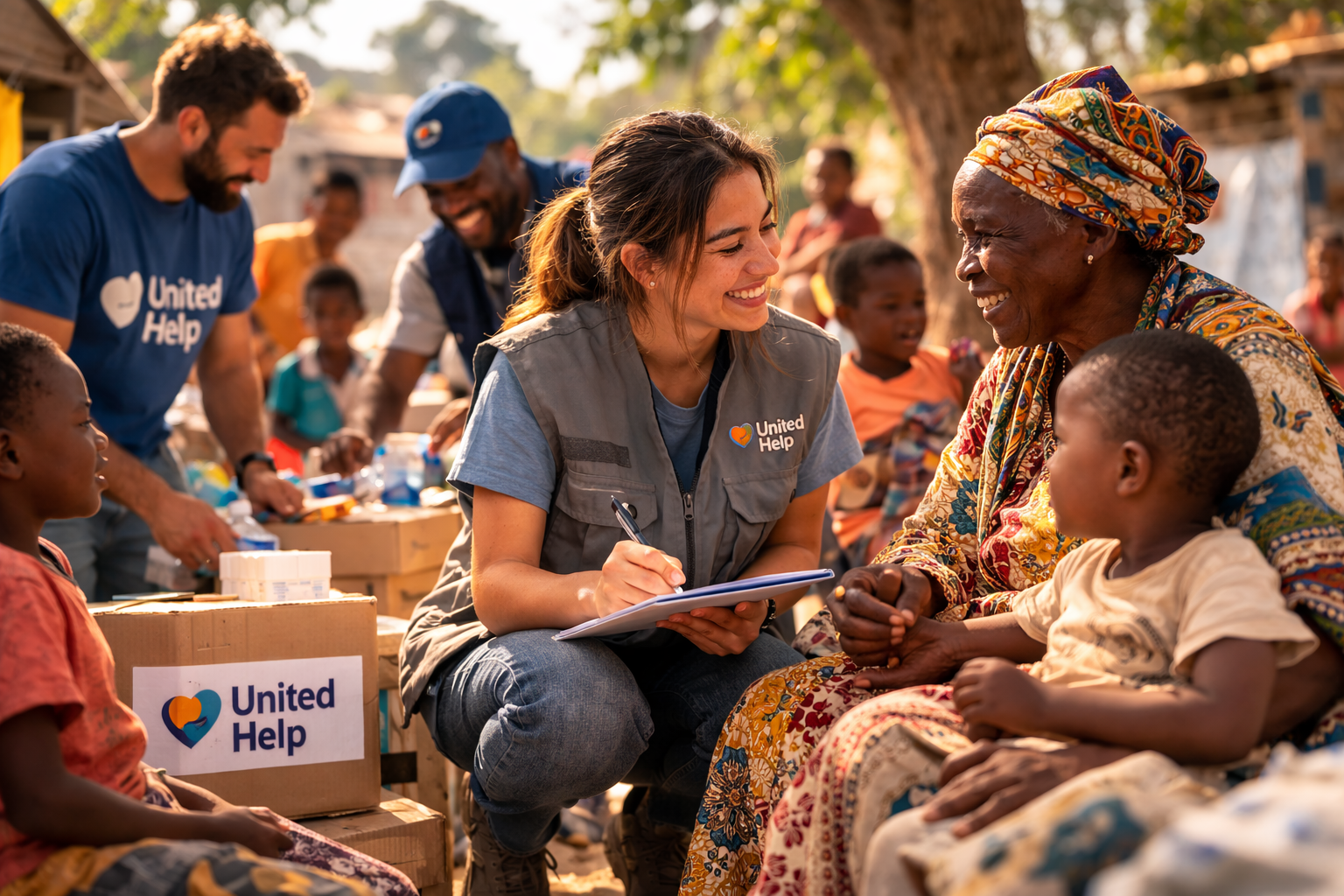 United Help volunteers listening to a community member